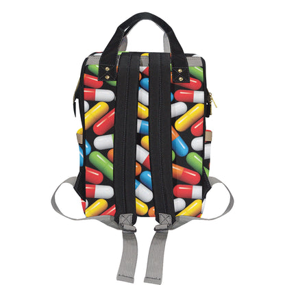 Pill Pattern Print Design A02 Diaper Bag Backpack