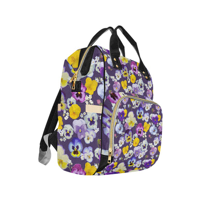 Pansy Pattern Print Design PS02 Diaper Bag Backpack