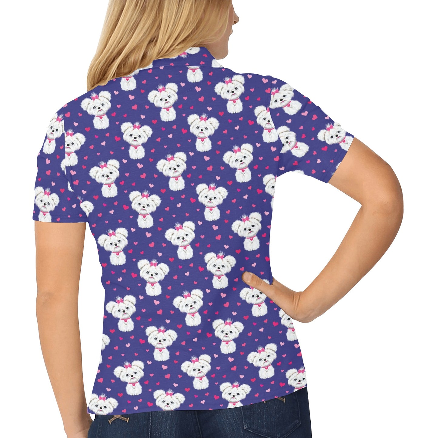 Maltese Pattern Print Design 02 Women's Polo Shirt