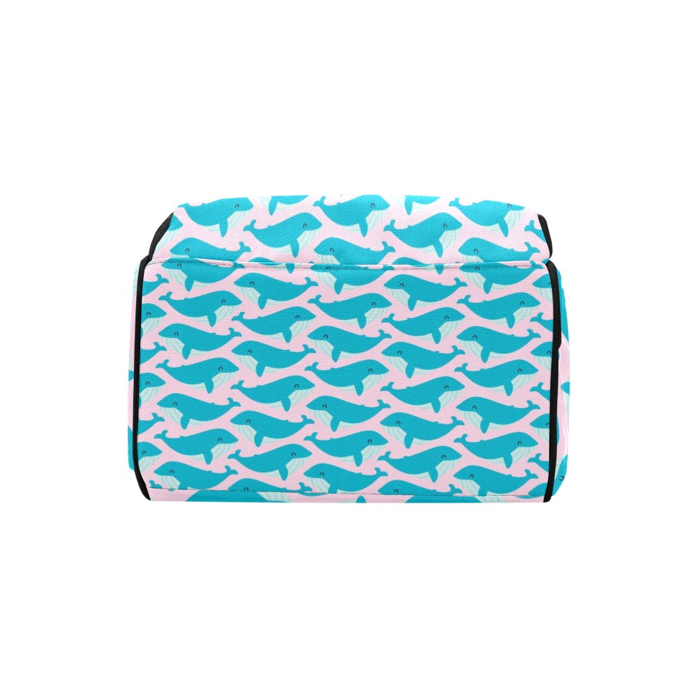 Whale Print Design LKS302 Diaper Bag Backpack