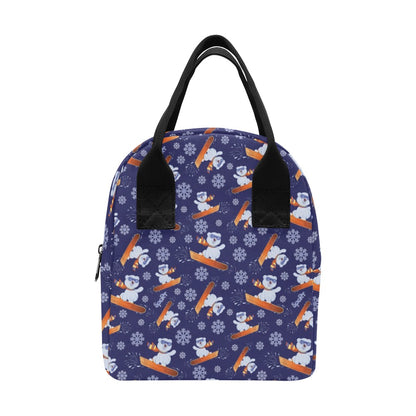 Snowboard Bear Print Design LKS305 Insulated Lunch Bag