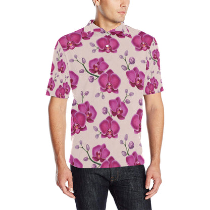 Orchid Pattern Print Design A02 Men Polo Shirt