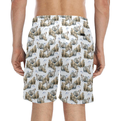 Walrus Print Design LKS401 Men's Swim Trunks Beach Shorts