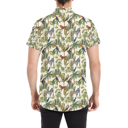 Safari Animal Print Design LKS304 Men Short Sleeve Button Up Shirt