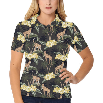 Cheetah Pattern Print Design 04 Women's Polo Shirt