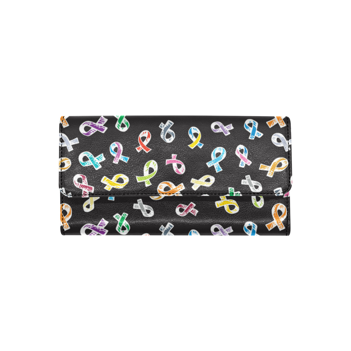 Cancer Awareness Pattern Print Design 02 Women's Trifold Wallet
