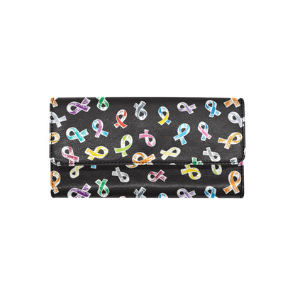 Cancer Awareness Pattern Print Design 02 Women's Trifold Wallet