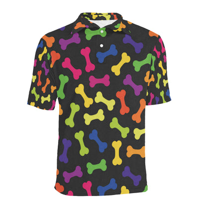 Dog Bone Neon Color Pattern Print Design 02 Men Polo Shirt