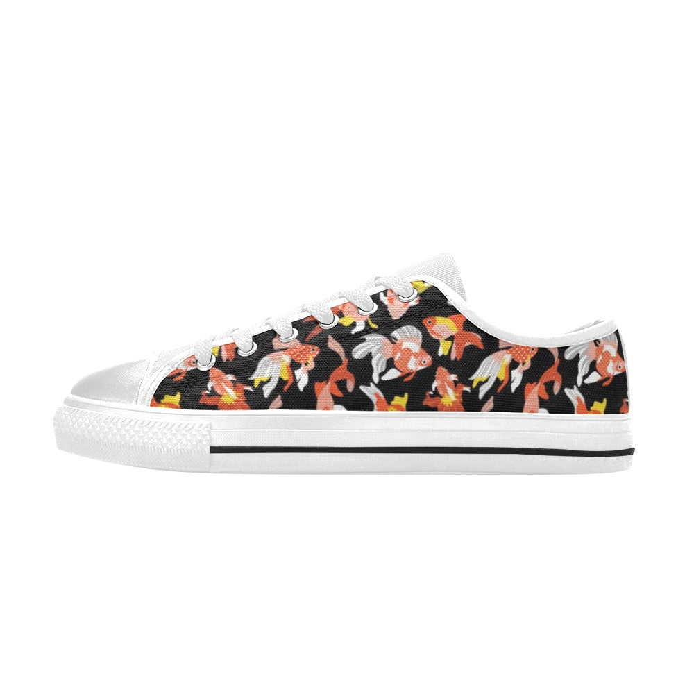 Goldfish Print Design LKS401 Women's White Low Top Shoes