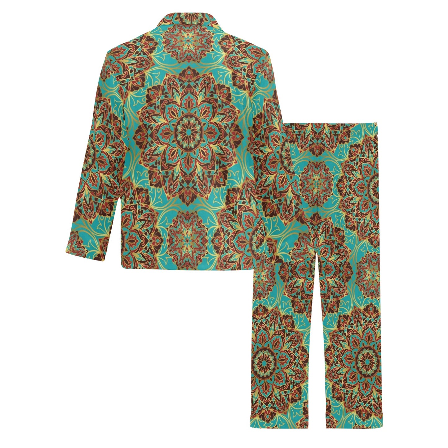 Medallion Pattern Print Design 02 Men's Long Pajama Set