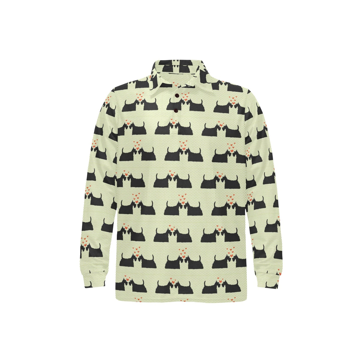 Scottish Terriers Print Design LKS304 Long Sleeve Polo Shirt For Men's