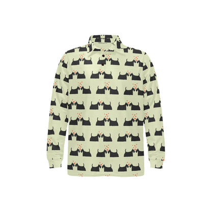 Scottish Terriers Print Design LKS304 Long Sleeve Polo Shirt For Men's