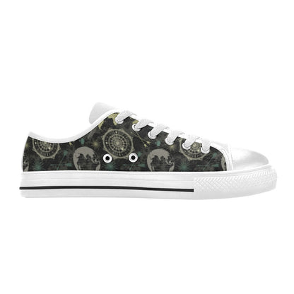 World Map Print Design LKS303 Women's White Low Top Shoes