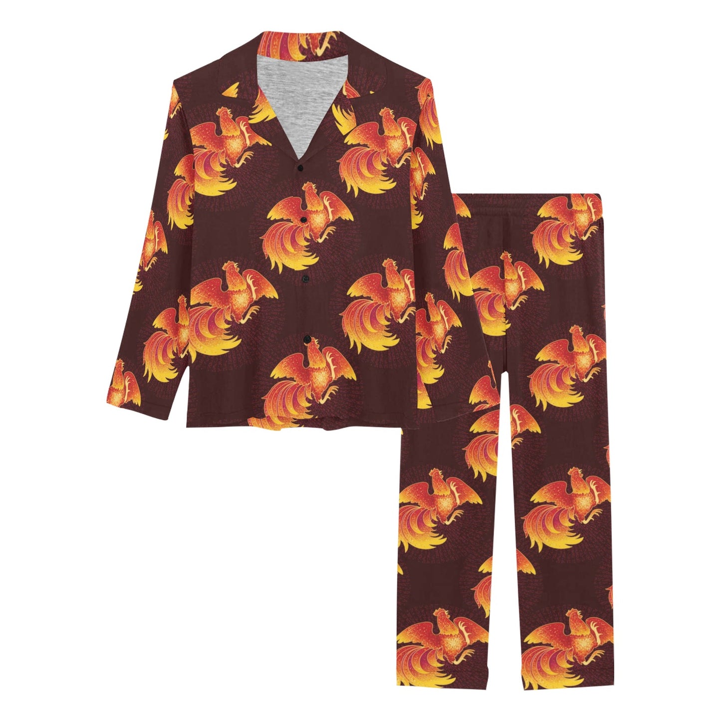 Rooster Pattern Print Design A04 Women's Long Pajama Set
