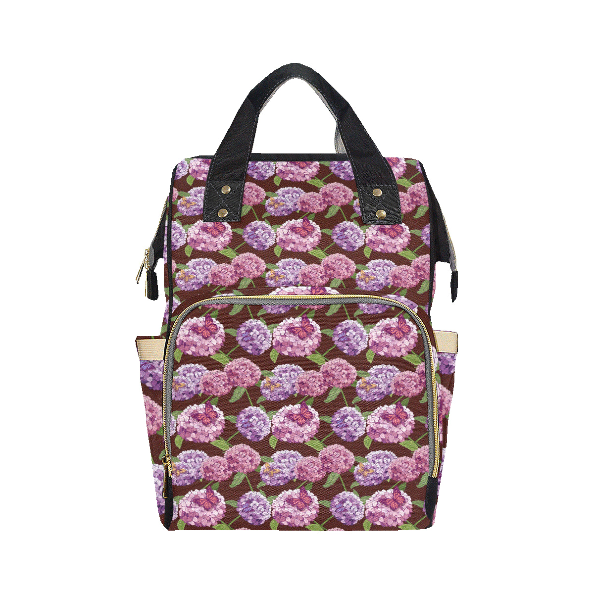Hydrangea Pattern Print Design HD08 Diaper Bag Backpack