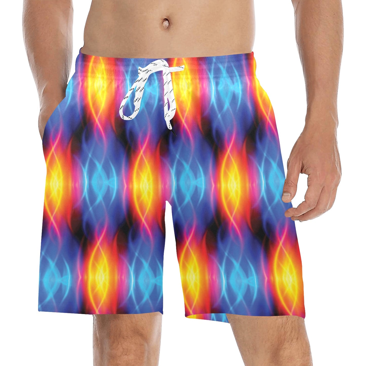 Flame Fire Blue Design Print Men's Swim Trunks Beach Shorts