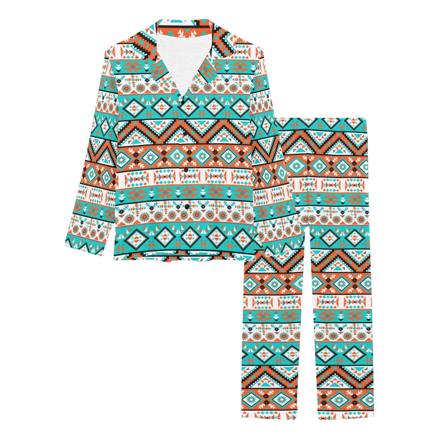 Navajo Style Print Pattern Women's Long Pajama Set
