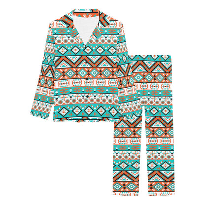 Navajo Style Print Pattern Women's Long Pajama Set