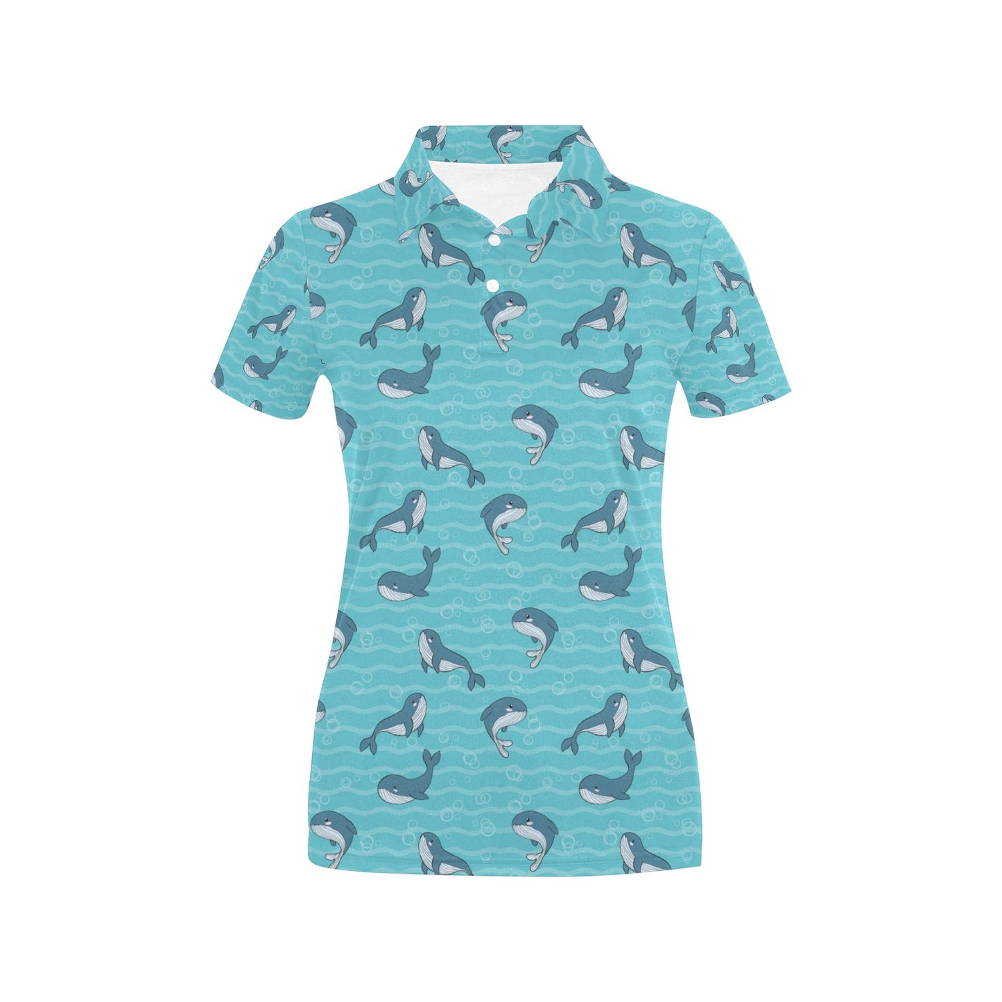 Whale Print Design LKS303 Women's Polo Shirt