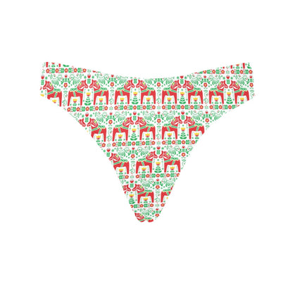 Swedish Dala Style Pattern Women's Thongs