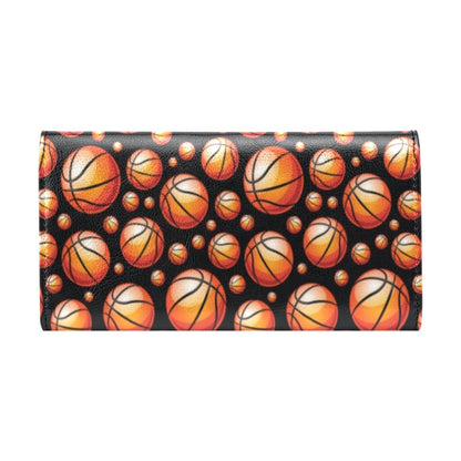Basketball Black Background Pattern Women's Trifold Wallet