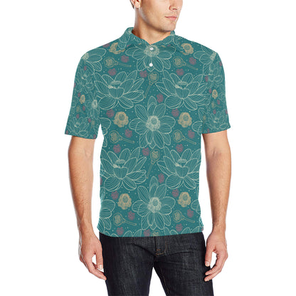 Lotus Pattern Print Design 01 Men Polo Shirt