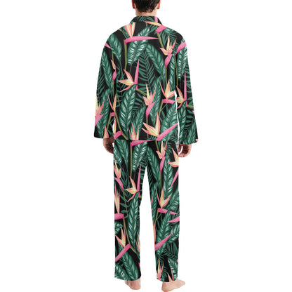 Bird Of Paradise Pattern Print Design BOP03 Men's Long Pajama Set