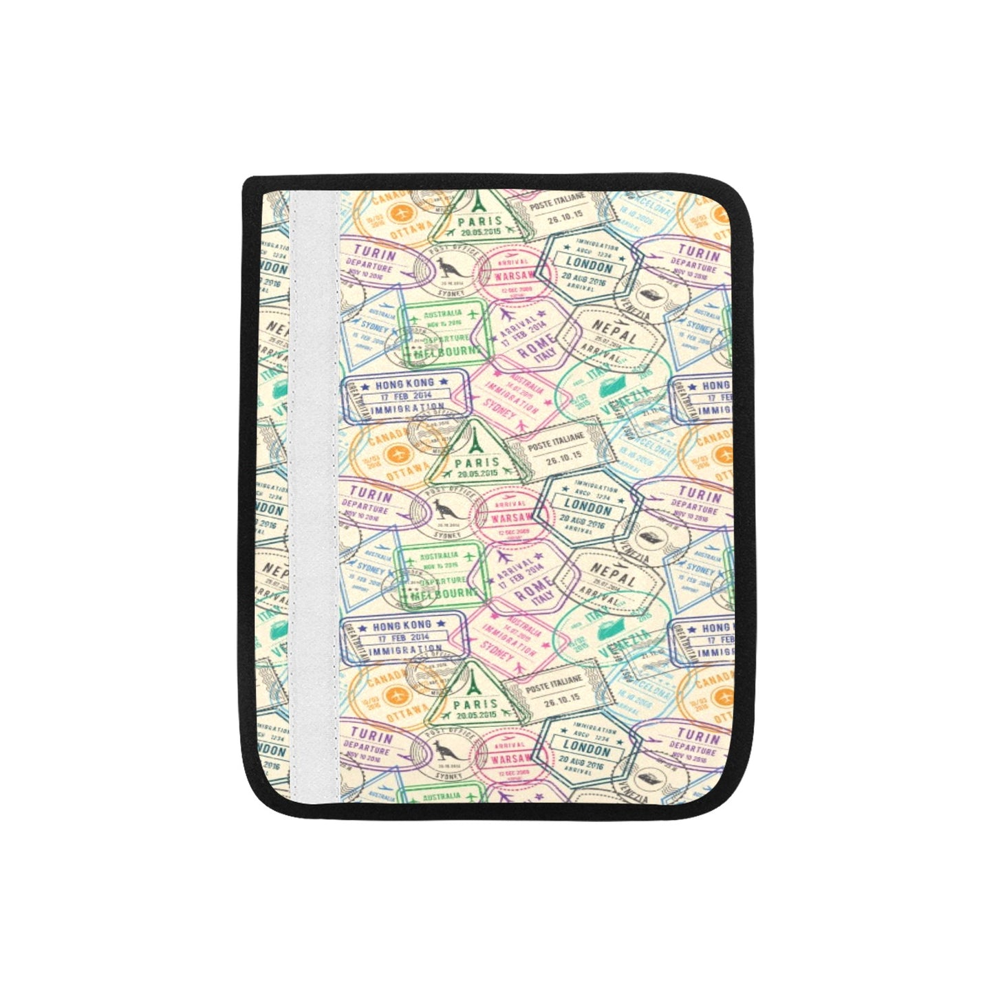 Travel Stamp Print Design LKS303 Car Seat Belt Cover