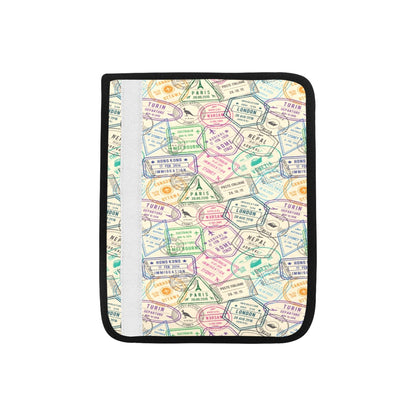 Travel Stamp Print Design LKS303 Car Seat Belt Cover
