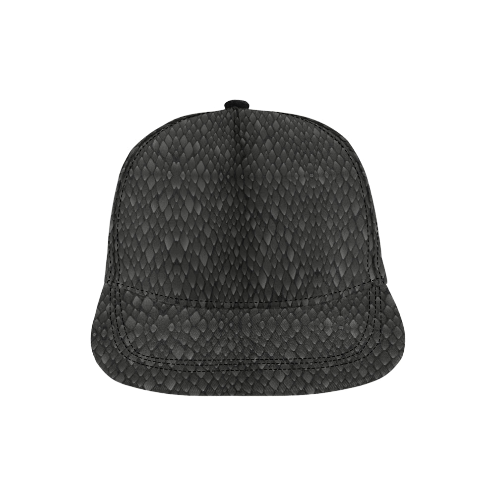 Snake Skin Black Print Snapback Cap