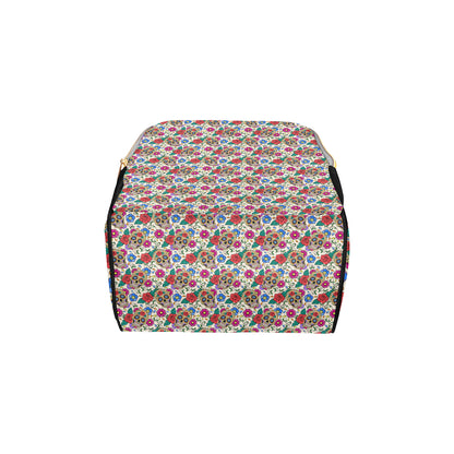 Sugar Skull Colorful Themed Print Diaper Bag Backpack