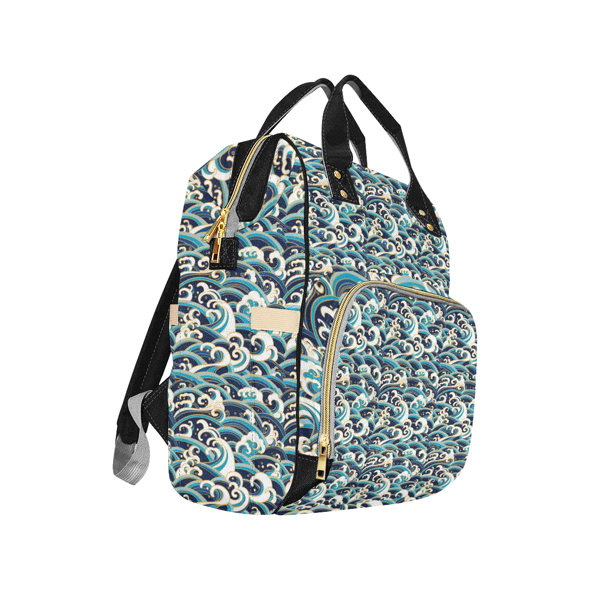 Surf Wave Pattern Diaper Bag Backpack