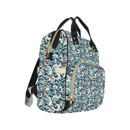 Surf Wave Pattern Diaper Bag Backpack