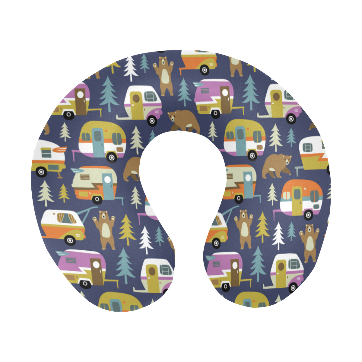 Camper Pattern Print Design 04 U-Shaped Travel Neck Pillow