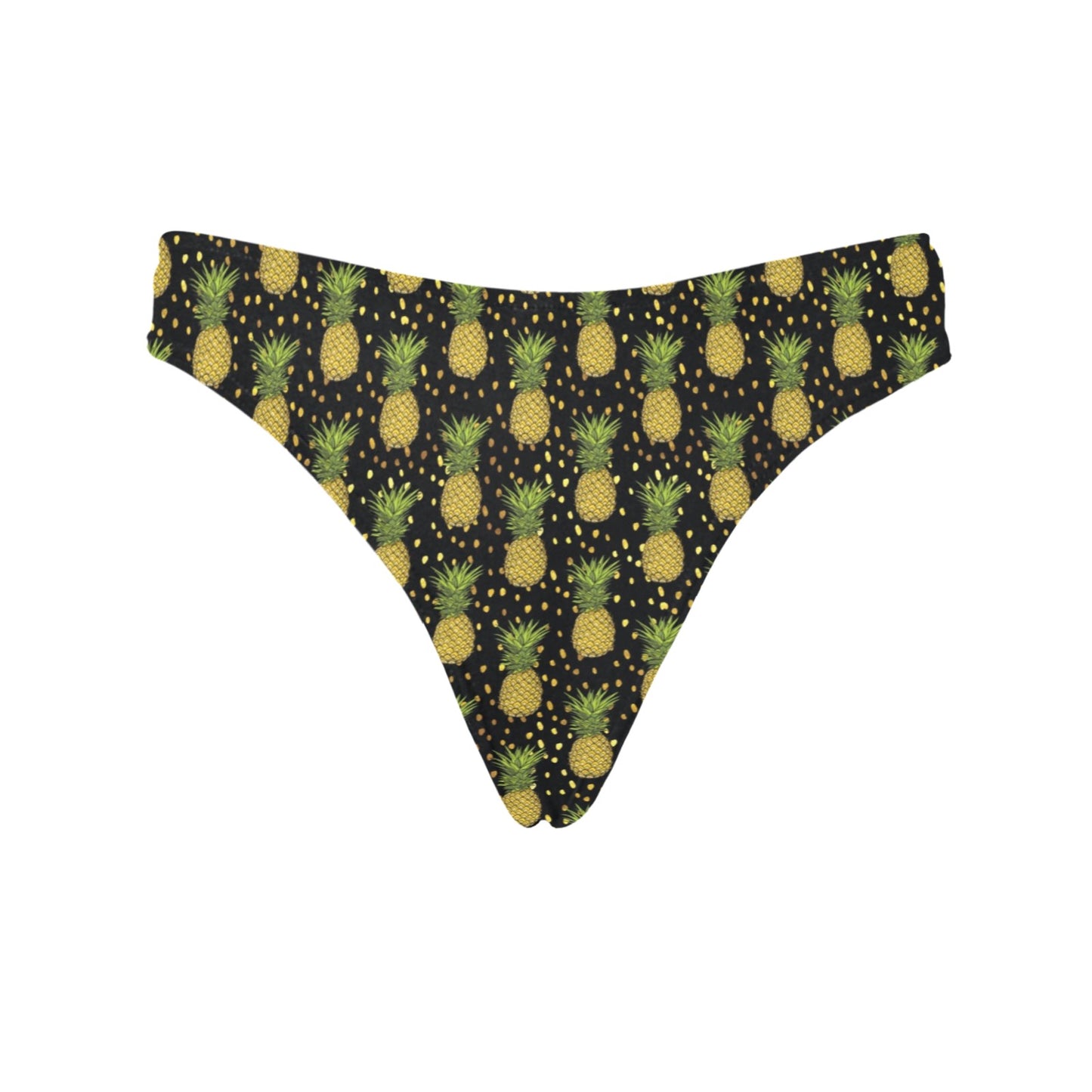 Pineapple Gold Dot Themed Print Women's Thongs