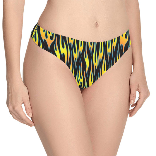 Flame Fire Yellow Pattern Women's Thongs