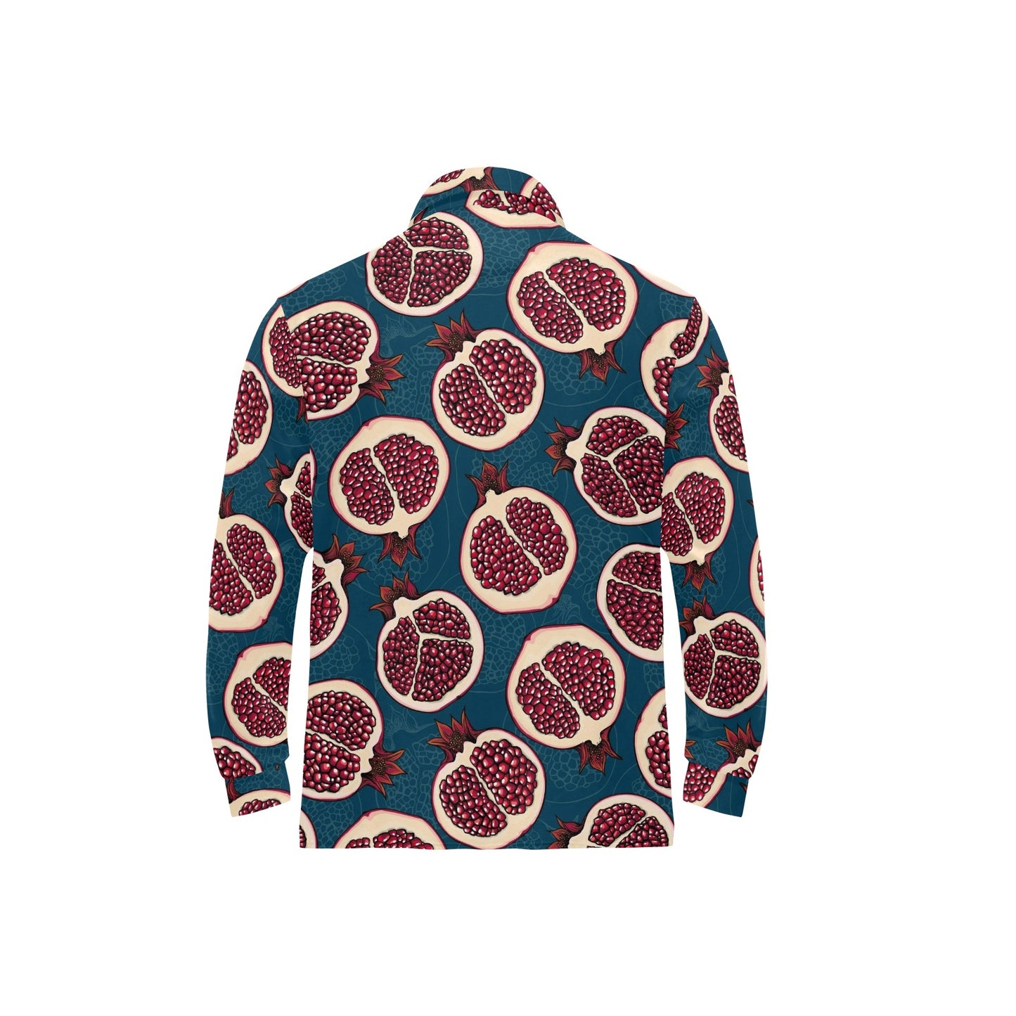 Pomegranate Pattern Print Design PG02 Long Sleeve Polo Shirt For Men's