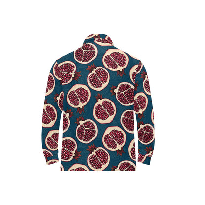 Pomegranate Pattern Print Design PG02 Long Sleeve Polo Shirt For Men's