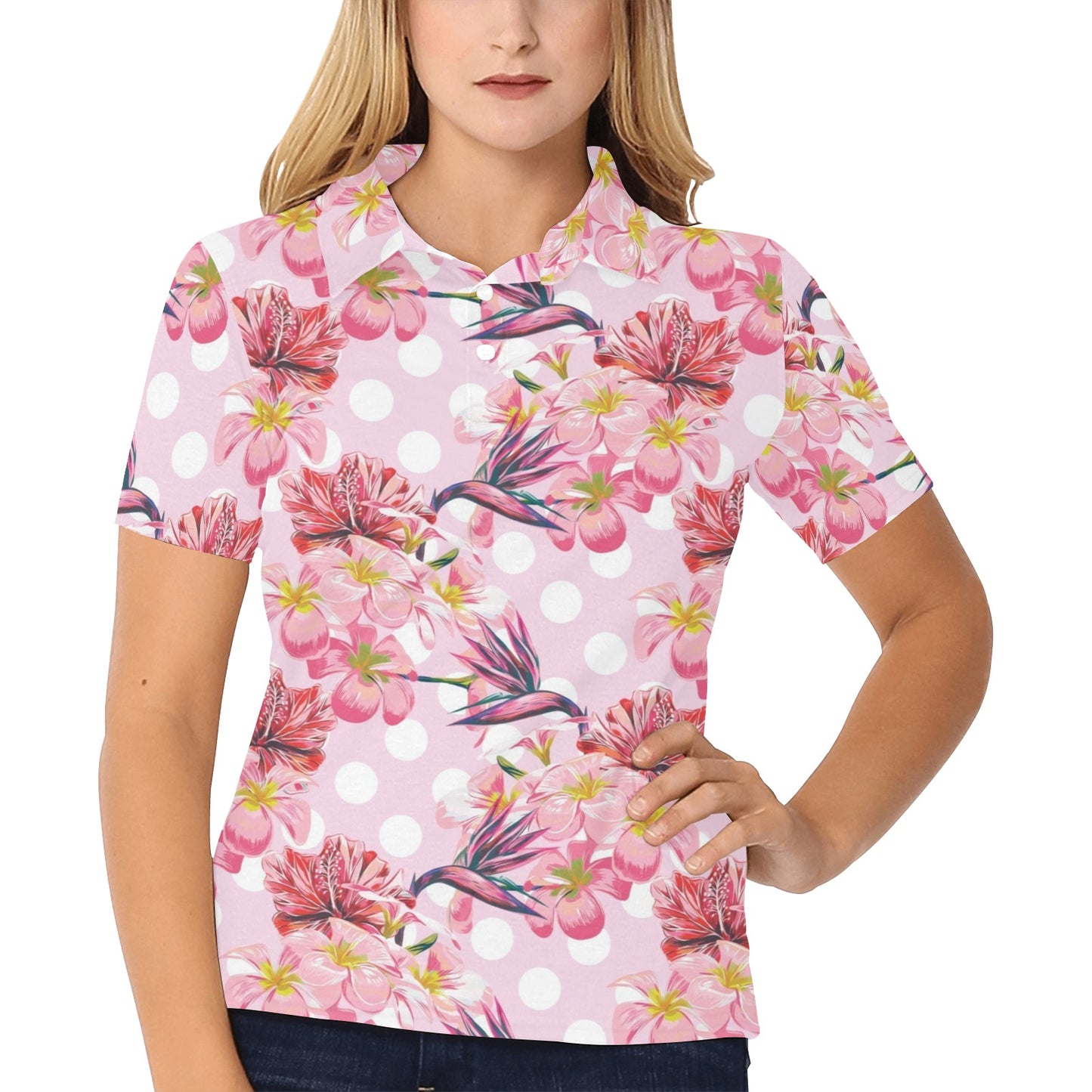 Bird Of Paradise Pattern Print Design BOP011 Women's Polo Shirt