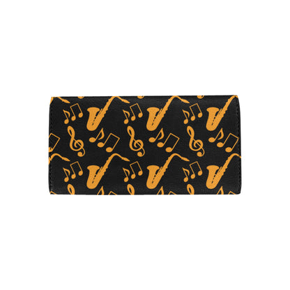 Saxophone Pattern Print Design 02 Women's Trifold Wallet