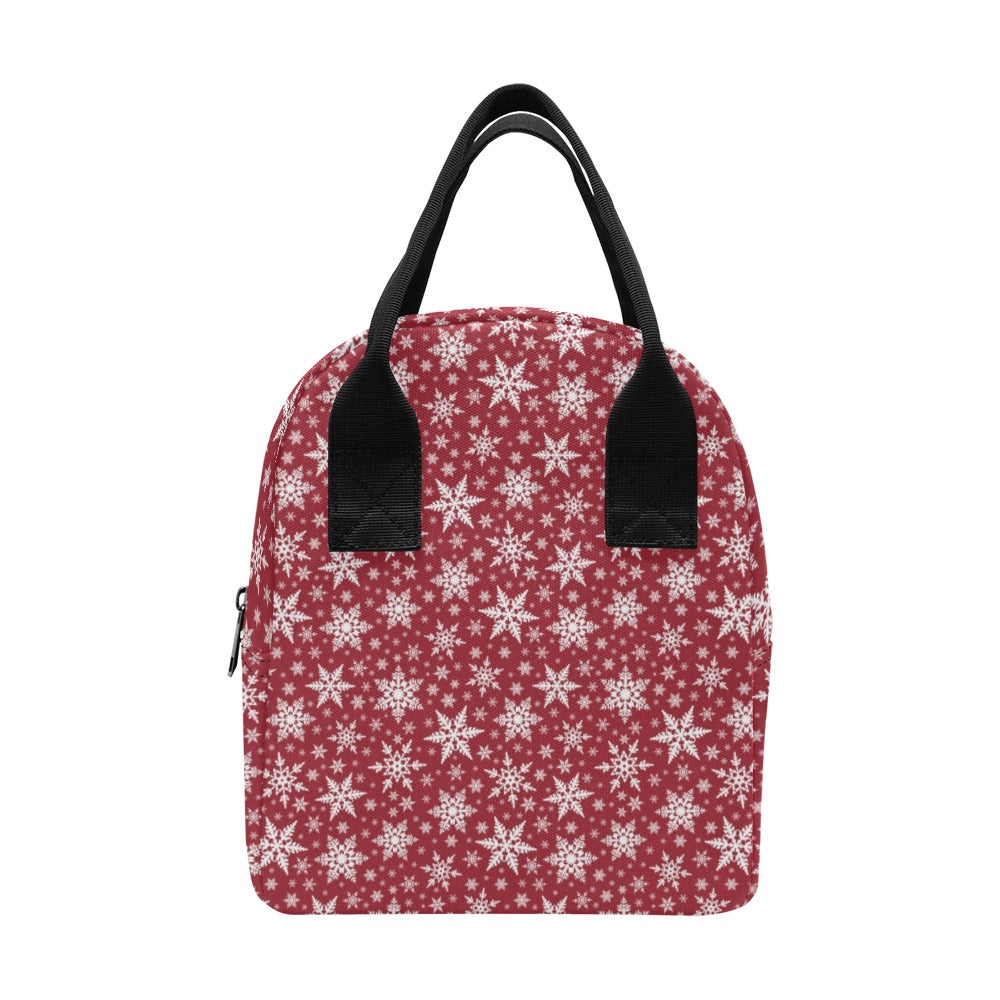 Snowflake Red Print Design LKS302 Insulated Lunch Bag