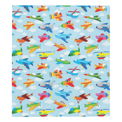Airplane Colorful Pattern Print Design 01 Premium Quilt