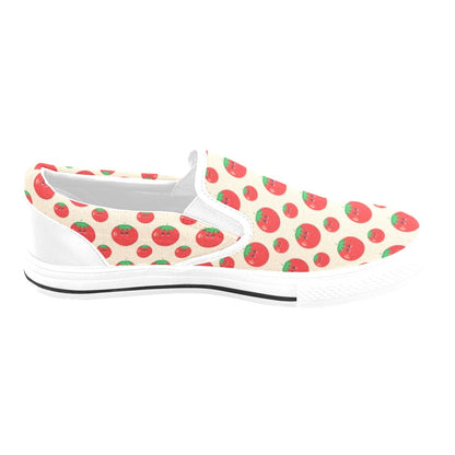 Tomato Print Design LKS308 White Slip Ons Canvas Women's Shoes