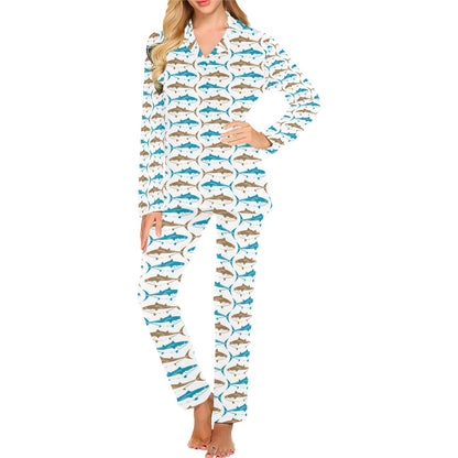 Tuna Fish Print Design LKS301 Women's Long Pajama Set