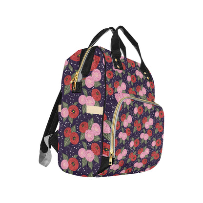 Camellia Pattern Print Design CM02 Diaper Bag Backpack