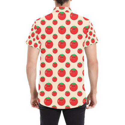 Tomato Print Design LKS308 Men Short Sleeve Button Up Shirt