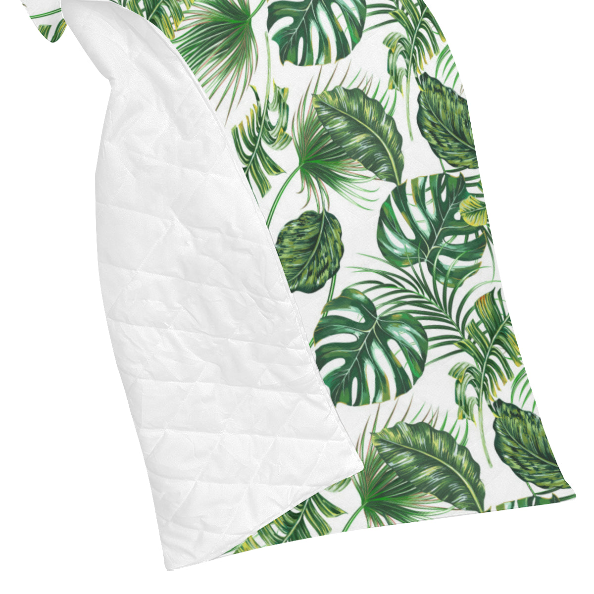 Green Pattern Tropical Palm Leaves Premium Quilt