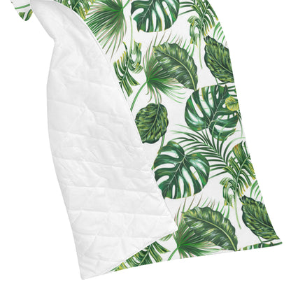 Green Pattern Tropical Palm Leaves Premium Quilt