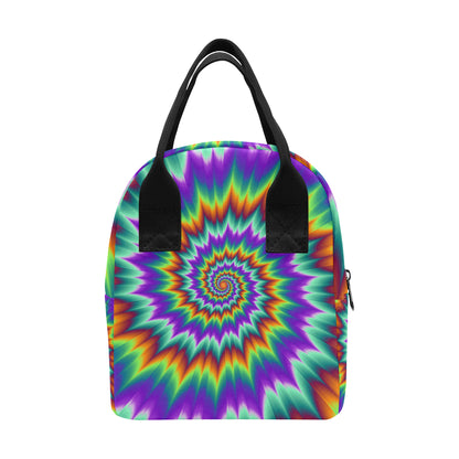 Optical illusion Pulsing fiery spirals Insulated Lunch Bag