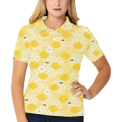 Honey Bee Honeycomb Print Design LKS3010 Women's Polo Shirt